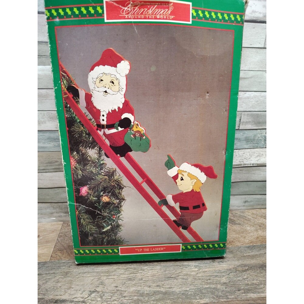 Vtg House of Lloyd Chistmas Around The World "Up The Ladder" Wooden 1991 Santa